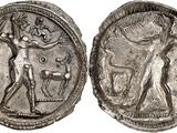 une pièce de monnaie en argent portant l'image d'un homme et d'une femme