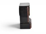 an image of a black table with a red stripe on the top
