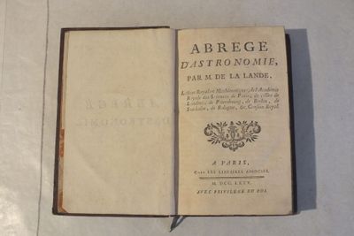 LA LANDE (Joseph-Jérôme Lefrançois de) : « Abrégé d'Astronom…
