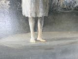 a painting of a woman in a white dress holding an umbrella
