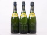trois bouteilles de champagne posées côte à côte sur une table