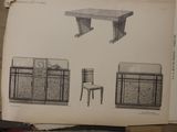 an old book with drawings of furniture on it