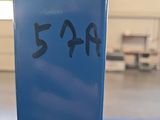 a close up of a blue snowboard with numbers on it