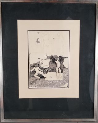 une vieille photo en noir et blanc représentant un homme et une femme assis sur une plage