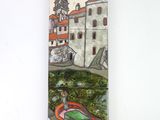 a picture of a painting of a boat on the water