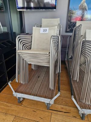 many chairs that are sitting in front of a flat screen tv