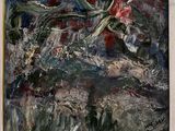 peinture abstraite représentant un cheval galopant dans un champ d'herbe