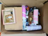 a cardboard box with a lot of items inside of it