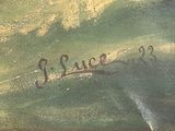an image of a painting of a person surfing on a wave