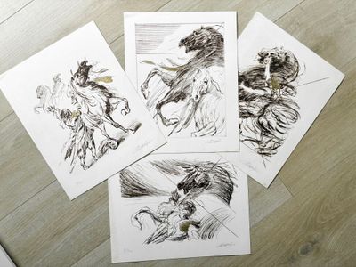 Jean DUPUIS (1941) - Lot de 4 estampes, Estampes numérotées …