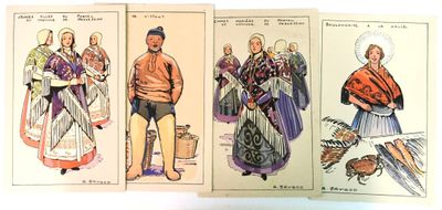 BRYGOO Raoul (1886-1973) "Jeunes filles du Portel en costume…
