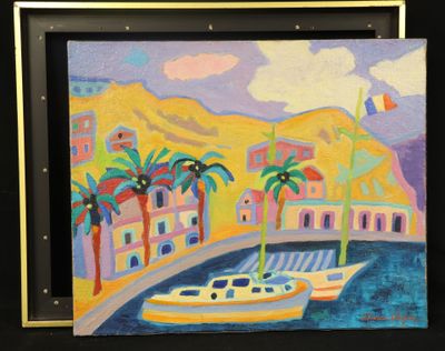 une image d'un tableau représentant un bateau dans l'eau