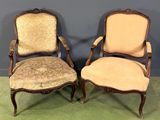 pair of louis xv style armchairs with upholstered arms