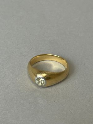 Bague  jonc en or jaune 750 °/°° et platine 950 °/°° ornée en son cent - Photo 1