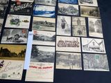 many old postcards that are on the table
