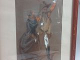 a painting of a man riding a horse and a woman riding a horse