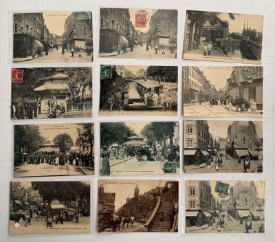 de nombreuses vieilles photos de personnes et de chevaux dans la rue