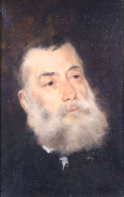 École française XIXe Portrait d'homme barbu