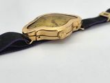 an image of a gold watch with a purple band