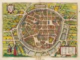 une vieille carte d'une ville avec de nombreux bâtiments et beaucoup d'arbres