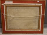 an old picture frame with a rope hanging from it ' s side