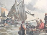 a painting of a group of people on a boat