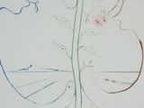 a drawing of a cat and a bird on a table