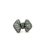 an image of a pair of black and white diamond bow stud earrings