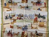 a picture of a scarf with pictures of horses and carriages