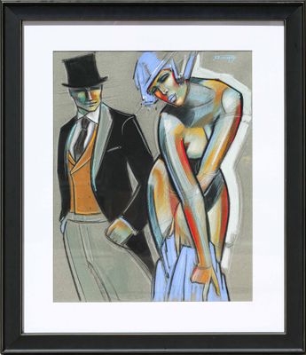 painting of a man and a woman dressed in formal attire