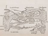 an old book with a drawing of a map on it