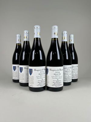 six bouteilles de vin sont alignées sur une table