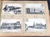four old photos of a man and a woman on the beach