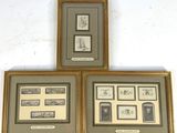 three framed pictures of a couple of different types of pictures