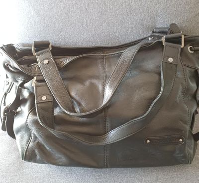Arthur & Aston - Sac en cuir grainé noir à double poignée, f…