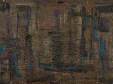 une peinture à l'huile représentant un bâtiment surmonté d'une horloge