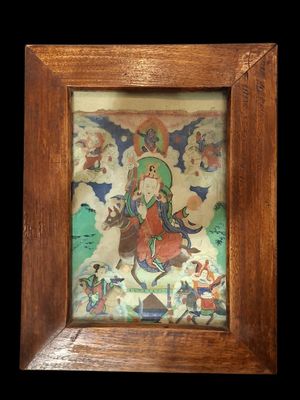 CHINE Petit tanka Divinités bouddhiques peintes sur tissu Ca…