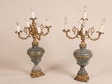 pair of antique brass and marble candelabs with candelabs