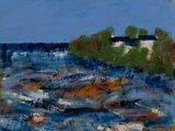 une image représentant un tableau d'une petite île au milieu d'un plan d'eau