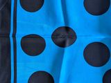 blue and black polka dot pocket square with black border