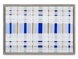 a painting of a blue and white checkered pattern on a white background