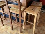 trois chaises en bois posées au comptoir de la cuisine