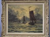 an image of a painting of a sailboat in a body of water