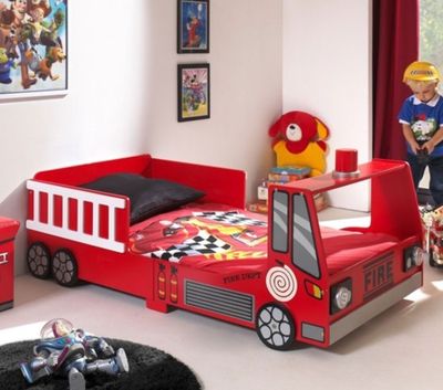 Lit enfant FIRE, camion de pompier 70x140 cm rouge -(sommier…