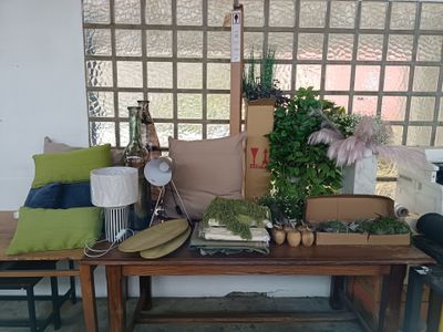 une table sur laquelle sont posées plusieurs plantes