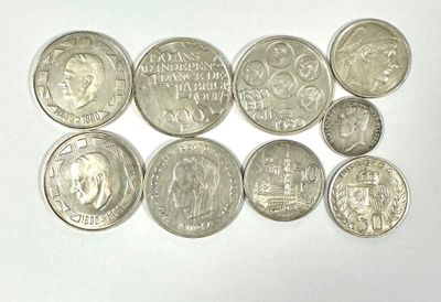 ensemble comprenant 9 monnaies belges en argent poids : 163.