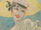 une image représentant un tableau où l'on voit une femme portant un chapeau jaune
