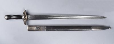 Grande dague de chasse à pommeau rond et poignée en corne no… - Photo 1