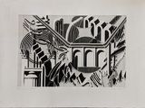 an image of a black and white drawing of a building