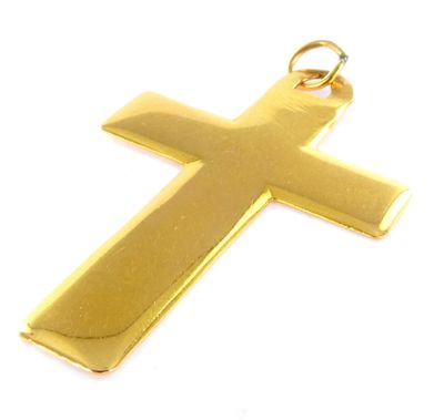 gold plated metal cross pendant with a plain design